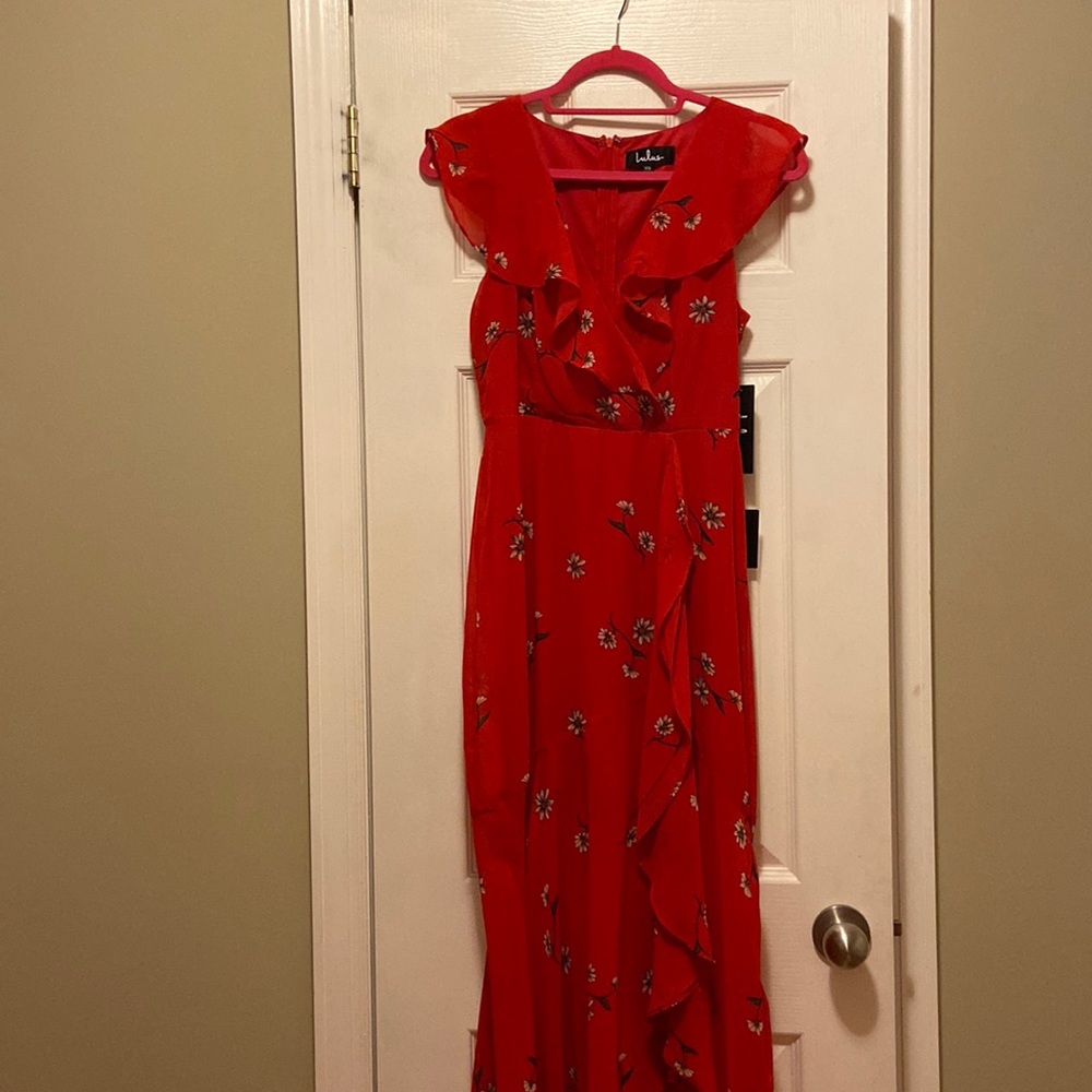 NEVER WORN Lulus High Low Red Floral Dress